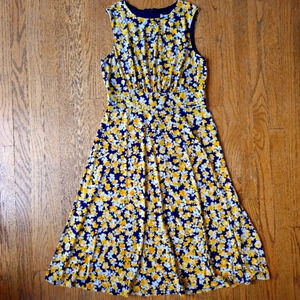 London Times yellow white flower dress size 10